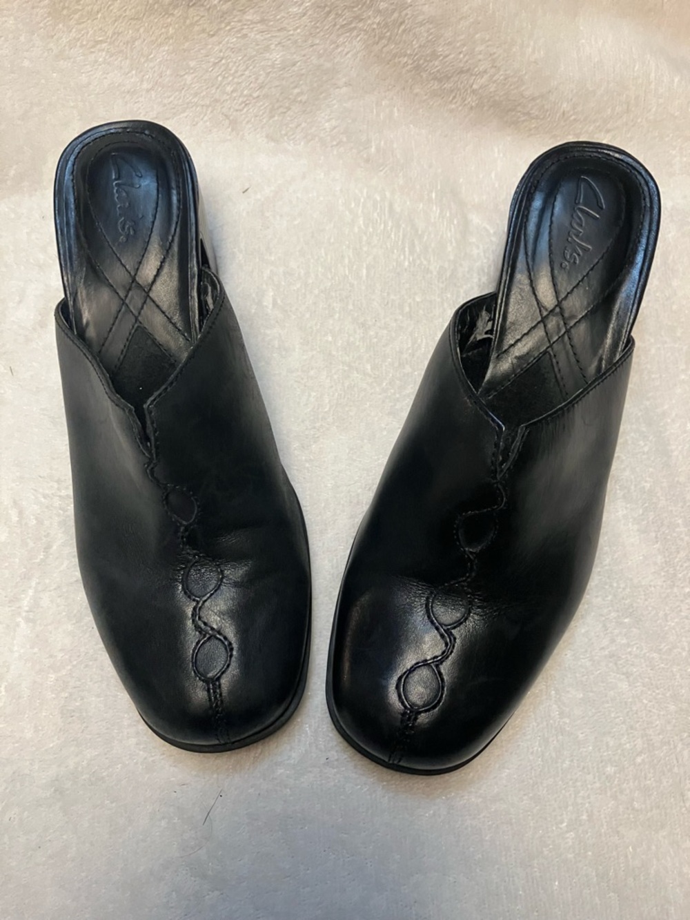Clark’s Leather Heeled Mules